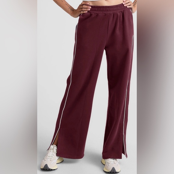 Beyond Yoga Maroon Joggers with White Stripes - Picture 3 of 9